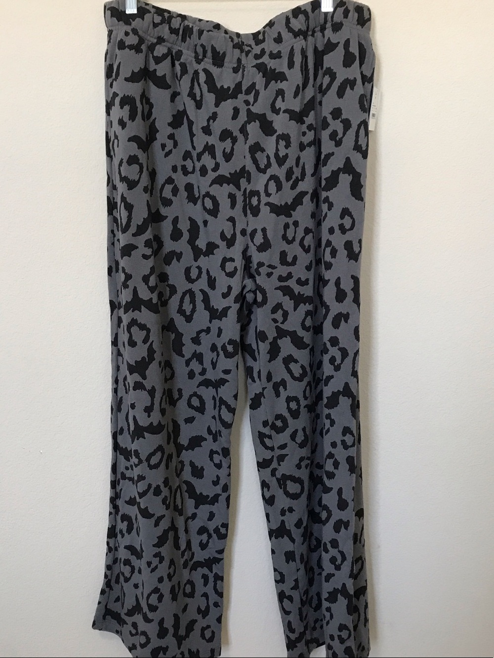 Mighty Fine Gray and Black bat Leopard Wide-Leg Pants